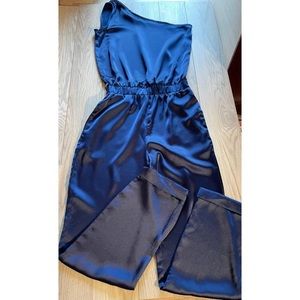 Amaryllis Blue Satin Jumpsuit